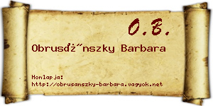 Obrusánszky Barbara névjegykártya